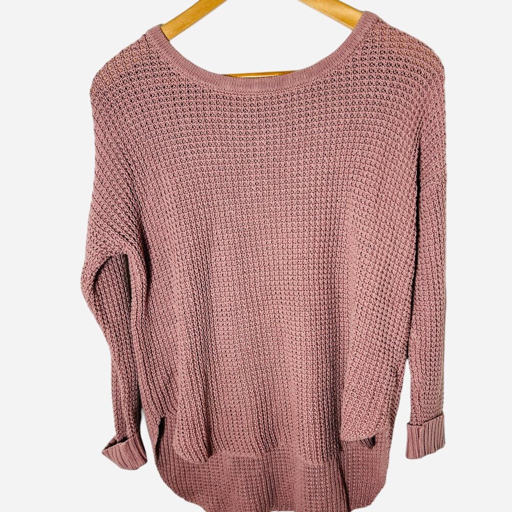American Eagle Outfitters Dusty Pink Waffle Knit Sweater Sz S Small